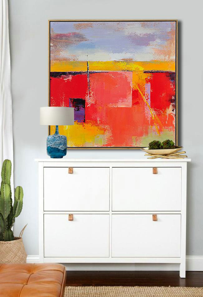 Huge Abstract Painting On Canvas,Oversized Palette Knife Painting Contemporary Art On Canvas,Family Wall Decor,Red,Blue,Yellow,Purple.etc